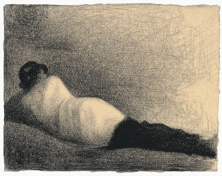 GEORGES SEURAT (1859-1891) Liegender Mann (Studie zu »Badeplatz bei Asnières«) / L‘homme couché (Etude pour 