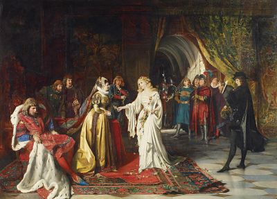 Hamza, Johann 1850 Teltsch - 1927 Wien  Historische Szene. Der Empang der Braut 