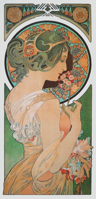 Mucha Alfonse geb. 24. Juli 1860 Ivanč La Primavera - Der Frühling (Detail) - Die Primel , 1899 (c) kunstdrucke-kunstbilder.at