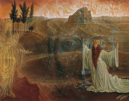 Ernst Fuchs Moses vor dem brennenden Dornbusch
