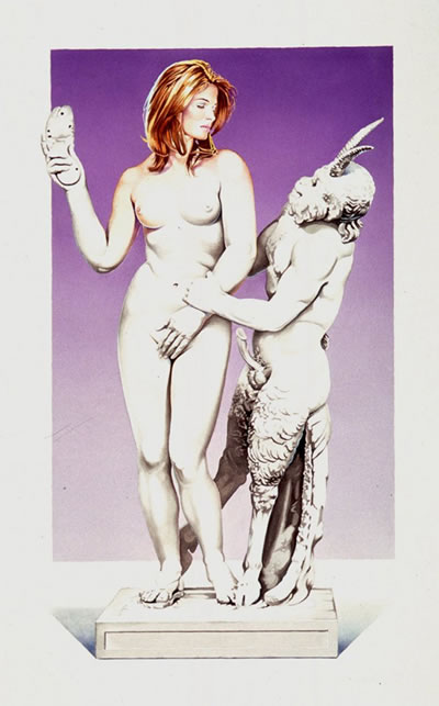 Mel Ramos , The transfiguration of Galatea #7 with Pan, 2000, Aquarell, 101x6x63,5 cm