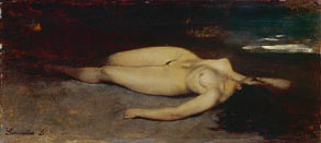  Akt am Strand 1874, Öl auf Holz, 22,5 x 49,5 cm, Kunsthaus Zürich, Schenkung aus dem Nachlass Dr. Oskar A. Müller