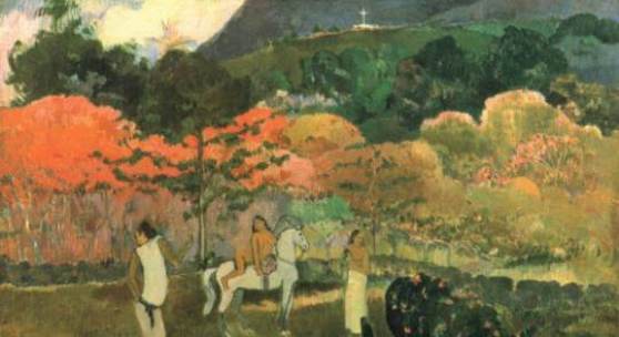 Gauguin, Paul 	 Frauen und Schimmel 	Impressionismus  	Das Gemälde "Frauen und Schimmel" von Paul Gauguin als hochwertige, handgemalte Ölgemälde-Replikation. © www.oel-bild.de