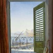 Carl Gustav Carus Balkon in Neapel (Balkonzimmer mit Ausblick auf den Golf von Neapel) um 1829/30 Nationalgalerie - Staatliche Museen zu Berlin © Verein der Freunde der Nationalgalerie