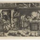 Odoardo Fialetti (1573-1636/37) Zeichenakademie
1608. Radierung, 11,1 x 15,3 cm in: O. Fialetti: Il vero modo et ordine per disegnar 
SMB Kupferstichkabinett
