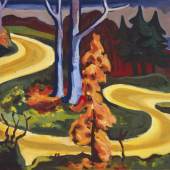 Karl Schmidt-Rottluff Wegkehre im Taunus, 1935 Öl auf Leinwand, 76,2 x 102,7 cm Kunstsammlungen Chemnitz, Leihgabe aus Privatbesitz Foto: Kunstsammlungen Chemnitz /May Voigt © VG Bild-Kunst, Bonn 2024