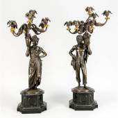 Charles Cumberworth (1811-1852), seltenes Paar figürlicher Leuchter mit kolonialen Figuren. Afrikaner mit Korb Startpreis 3.000 EUR