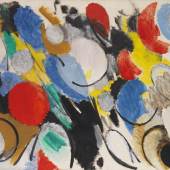 Ernst Wilhelm Nay Scheiben und Halbscheiben Öl auf Leinwand, 1955 120 x 161 cm / 47.2 x 63.3 inches Schätzpreis: € 250.000-350.000