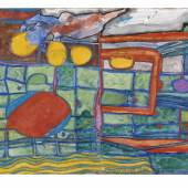 Friedensreich Hundertwasser, Das Postschiff kommt, 23 x 66 cm, erzielter Preis € 215.380  Fotonachweis: Dorotheum