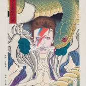 Masumi Ishikawa, David Bowie Shapeshifting Comparison „Kidomaru“ (Aladdin Sane) Ukiyo-e, Tokyo, 2018 Farbholzschnitt © UKIYO-E PROJECT