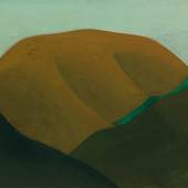 Nr. 753 Maria Lassnig (Kappel, Kärnten 1919 - 2014 Wien) Ohne Titel (Berge) 1955, Öl auf Hartfaserplatte, 35 x 49,5 cm  erzielter Preis € 137.200 