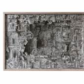 Helmut Pokornig la grande macchina, 2022 3D-Collage, Papier, Karton, Holz, Glas 50 x 75 x 25 cm