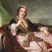 Pietro Luchini (1800 - 1883) Bildnis einer jungen Dame aus Konstantinopel, Öl auf Leinwand, 104 x 127 cm, Schätzwert € 100.000 - 150.000, Auktion Gemälde des 19. Jahrhunderts, 8. Juni 2020