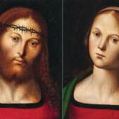 Pietro di Cristoforo Vannucci, genannt il Perugino (ca. 1450–1523) Der dornengekrönte Christus und Maria Öl auf Holz, ein Paar,  je 33,5 x 27,5 cm erzielter Preis € 842.800, WELTREKORD