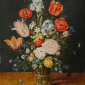 Jan Brueghel d. Ä., Brüssel 1568 – 1625 Antwerpen, Blumenstrauß in einem Glasbecher, nach 1608, Holz, Leihgabe der Heinrich und Anny Nolte-Stiftung, Essen, Dep. 960 