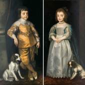 Englischer Portraitmaler 'Paar Gegenstücke: Charles II. und seine Schwester Mary als Kinder' (Lot. 33)