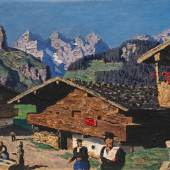 4132 Alfons Walde*  (Oberndorf 1891 - 1958 Kitzbühel)  „Tiroler Bergweiler“ 1934 Öl auf Karton; gerahmt 48,5 x 69,5 cm