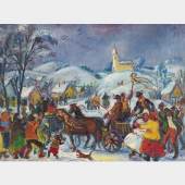 MELÁNIA HANNA* (Arad 1892 - 1972 Budapest) Dorffest, 1930 Öl/Leinwand 53,3 x 76 cm 