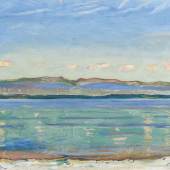 3044FERDINAND HODLERGenfersee mit Jura. Um 1911.Öl auf Leinwand. 45 × 71 cm.CHF 1,6 / 2,4 Mio.Verkauft für CHF 5,1 Mio.