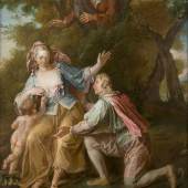 LOUIS-MICHEL VAN LOO (1707 Toulon - 1771 Paris), GALAN-TE SZENE, Öl auf Leinwand, 79 cm x 62,5 cm, Provenienz: Süddeutsche Privatsammlung. Limit: 18.000,- €
