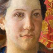 Cuno Amiet «Brustbild einer Frau, vor floral gemustertem Hintergrund». Öl/Lw. Zuschlag 45.400,- EUR* 