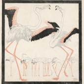  Ludwig Heinrich Jungnickel  Wunsiedel 1881 - 1965 Wien Flamingos aus der Serie „Schönbrunner Tiertypen“