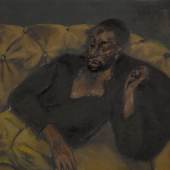 Lynette Yiadom-Boakye An Assistance of Amber Signed, titled, and dated 2017 on the reverse Oil on linen 51¼ by 78¾ in.; 130.2 by 200 cm Estimate $100/150,000 Courtesy the artist, Corvi-Mora, London and Jack Shainman Gallery, New York