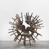 Ai Weiwei, Grapes, 2015. 34 wooden stools 1.9 × 2.1 × 2.1 m. © Ai Weiwei. Courtesy the artist and neugerriemschneider, Berlin. Photo: Jens Ziehe, Berlin