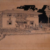 Frank Lloyd Wright. Residenz in Oak Park. 1907. Feder, Pinsel, Tinte auf Papier, 306x570 mm © VG Bild-Kunst, Bonn 2015