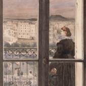 Zacharie Astruc, Dame auf ihrem Balkon, um 1867 Aquarell, 29 x 21 cm, Kunsthalle Bremen Der Kunstverein in Bremen