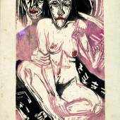 Ernst Ludwig Kirchner Melancholisches Mädchen, 1922 Holzschnitt auf Papier Kunstmuseum Bern, Legat Cornelius Gurlitt 2014 © Kunstmuseum Bern