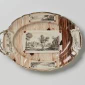 Platte mit Holzmaserungsdekor, um 1890 Landesmuseum Württemberg, Hendrik Zwietasch