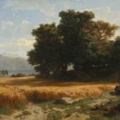 Alexandre Calame, Ährenfeld bei Evian, 1853, Öl auf Leinwand, 77.5 × 119 cm, Kunstmuseum Luzern, Depositum der Stiftung BEST Art Collection Luzern, vormals Bernhard Eglin-Stiftung