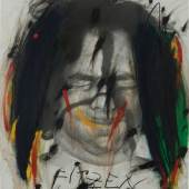 Arnulf Rainer „Fitzen (19 Knäuel)“, 1970-1971, Öl und Pastell auf Silber-Gelatine-Abzug, Studiofoto mit Gesichtsbemalung aus 1968, 60,3 x 49,8 cm, signiert und betitelt