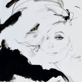 David Downton (1959 -) Carmen 2003 Gouache & ink on triacetate laid on paper 20 7/8 x 15 7/8 in. • 53.3 x 40.6 cm Signed,   Gray M.C.A