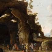 David Teniers d. J., zugeschrieben
1610 Antwerpen - 1690 Brüssel
Die Klausner Grotte
Öl auf Holz, parkettiert; H 59 cm, B 88 cm;
Gemäß Klaus Ertz handelt es sich bei vorliegendem Gemälde Die Klausener Grotte um ein
Werk von David Teniers d. J. (Antwerpen 1610-Brüssel 1690)
Klaus Ertz: Josse de Momper der Jüngere. Die Gemälde mit kritischem Oeuvrekatalog, Freren
1986, WVZ Nr. A 210, Katalog der abgewiesenen Gemälde, S. 410, Abb. 522.;
Provenienz: Versteigerung Lempertz, Köln 1968, Nr. 116.