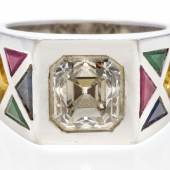 Diamant-Ring Diamant im Aascher Cut,  ca. 3,25 Karat | Platin Taxe: €4.500 – 5.000
