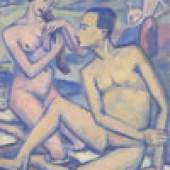 Zwei nackte Paare vor weiter Landschaft. Öl auf Leinwand 1916. (Nicht im WV). 48 x 38 cm.
* Ausstellung Maetzel-Johannsen | Nr 02