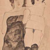 Egon Schiele, Two Girls, 1911,  Watercolour and pencil on paper, 370 x 250 mm