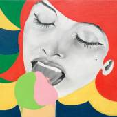   Evelyne Axell, Ice Cream, 1964  Huile sur toile, 80 x 70 cm Collection particulière, Belgique | Crédit artiste : © Adagp, Paris, 2024 Crédit photographique : © Paul Louis