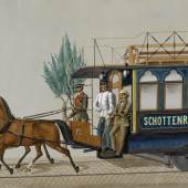 Pferdetramway Schottenring–Dornbach,1868 Aquarell © Wien Museum 