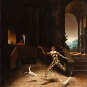 Franz Sedlacek, Der Zauberer und der Harlekin, 1927, Öl auf Karton, 78 x 73 cm Courtesy Kunsthaus Freller