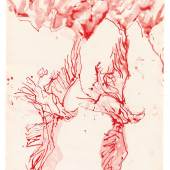 Georg Baselitz,Ohne Titel, 2024 Red ink on paper 66 x 50.5 cm (25.98 x 19.88 in)