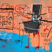 Jean-Michel Basquiat, The Guilt of Gold Teeth, 1982 Acryl, Sprühfarbe und Ölstift auf Leinwand, 240 x 421,3 cm Nahmad Collection © Estate of Jean-Michel Basquiat. Licensed by Artestar, New York Foto: Annik Wetter