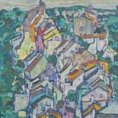 Egon Schiele (1890-1918) Town among the Greenery (The Old City III), 1917 Oil on canvas Neue Galerie New York In memory of Otto and Marguerite Manley, given as a bequest from the Estate of Marguerite Manley