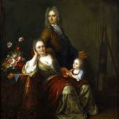   Juriaen Pool (1666–1745) und Rachel Ruysch (1664–1750),  Selbstporträt von Juriaen Pool II mit seiner Frau Rachel Ruysch und dem gemeinsamen Sohn Joan Willem Pool, vor 1716  Öl auf Leinwand 71 x 62,5 cm Inventarnummer B 2880  Stadtmuseum Düsseldorf  © Stadtmuseum Düsseldorf