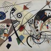 Wassily Kandinsky, Durchgehender Strich, 1923, Öl auf Leinwand, 141 × 202 cm, Kunstsammlung Nordrhein-Westfalen, Düsseldorf, erworben 1967 aus einer Spende des Westdeutschen Rundfunks, Foto: Walter Klein