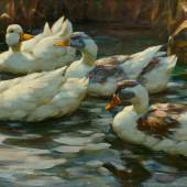  ALEXANDER KOESTER <br> Enten im Teich. Öl auf Leinwand. Signiert: A. Koester. 45,5x76,5 cm. CHF 20 000 / 30 000 Auktion 28. März 2014 