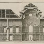Längsschnitt durch den Prunksaal (Hauptgeschoss), 1737 – © Österreichische Nationalbiblio