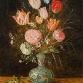 Jan Brueghel der Jüngere  Blumenstrauß in chinesischer Vase, um 1625/27 Öl auf Kupfer auf Holz, 47,6 x 37,1 cm Schätzpreis:	50.000 - 100.000 EUR